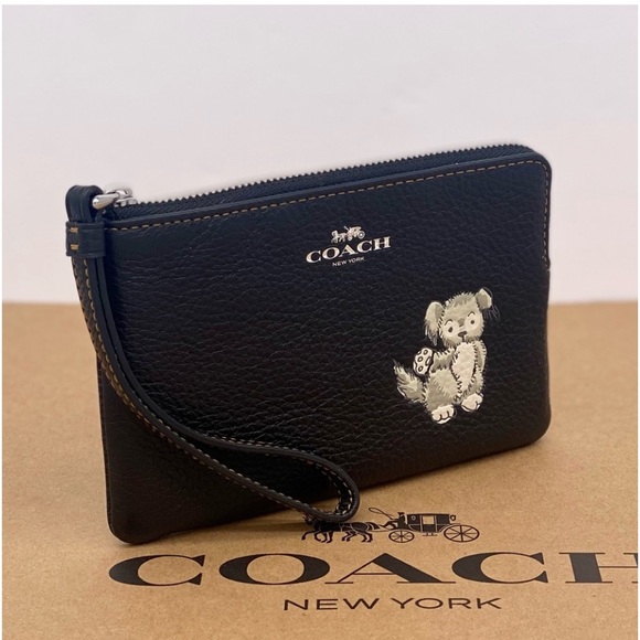 Coach Corner Zip Wristlet 
Wallet With Happy Dog - Picture 5 of 9
